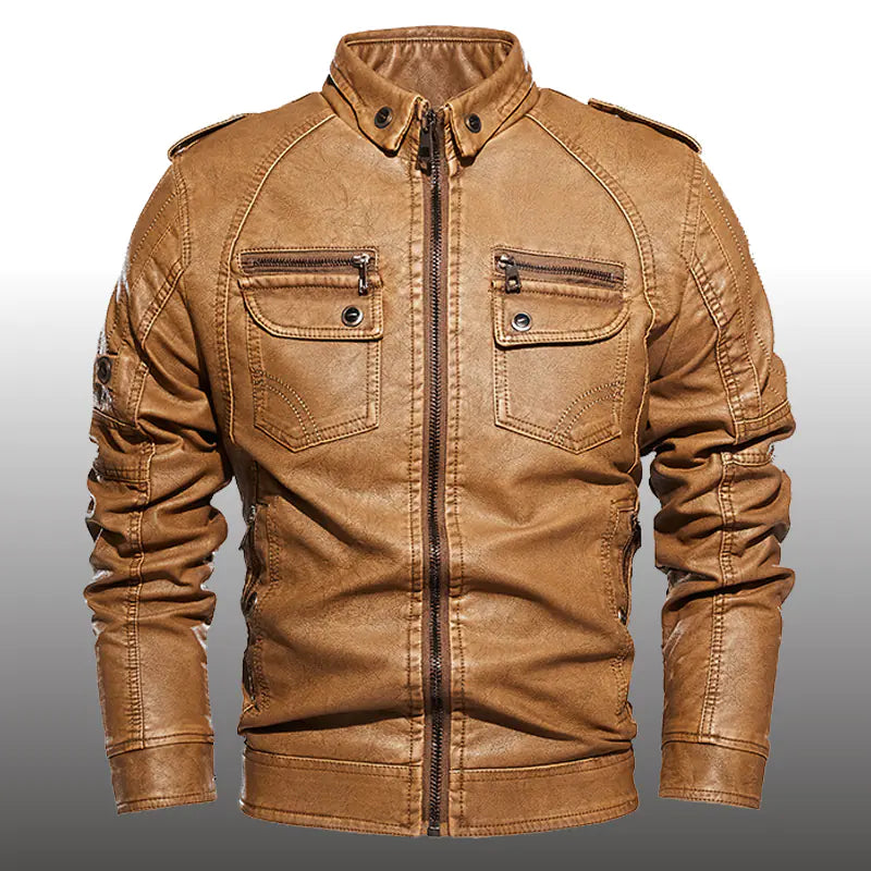 Men's Thick Winter PU Leather Motorcycle Jacket