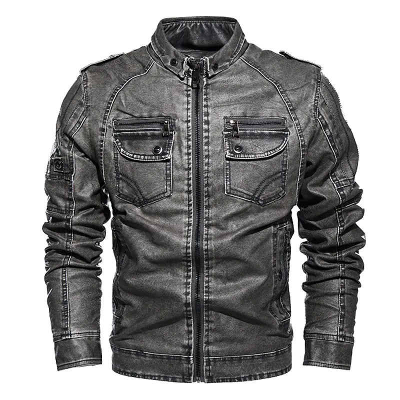 Men's Thick Winter PU Leather Motorcycle Jacket