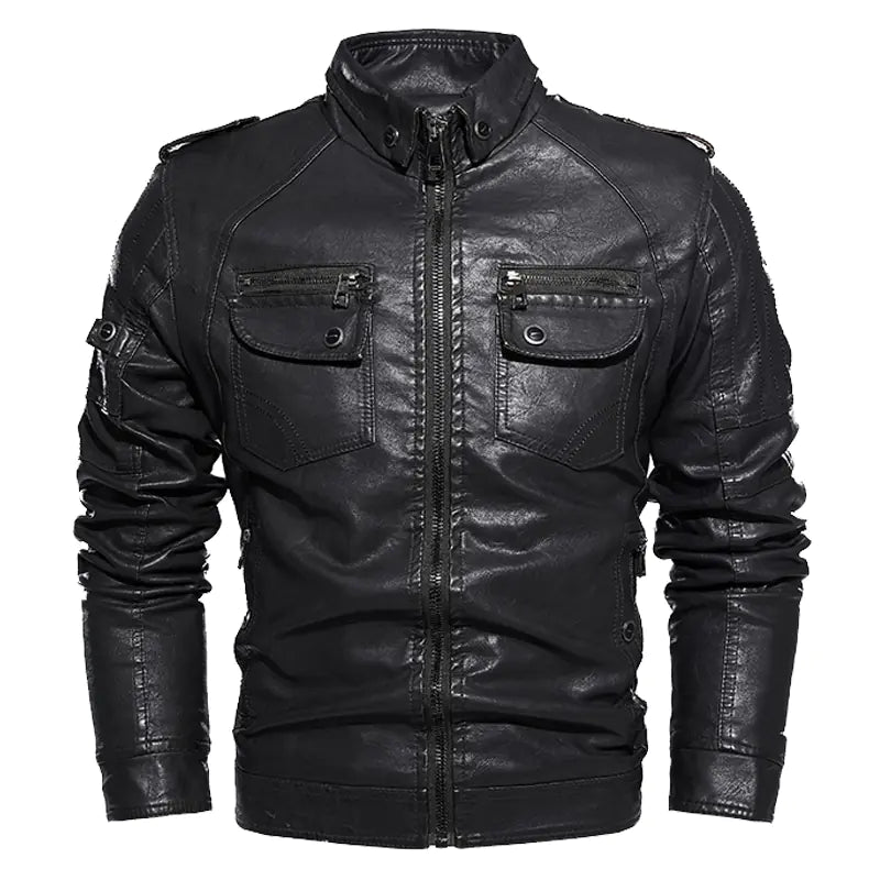 Men's Thick Winter PU Leather Motorcycle Jacket