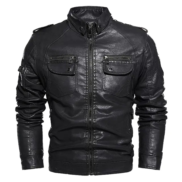 Men's Thick Winter PU Leather Motorcycle Jacket