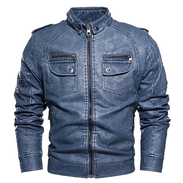 Men's Thick Winter PU Leather Motorcycle Jacket