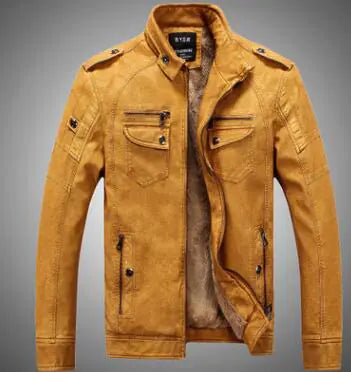 Fleece-Lined Jacket, Leather Men's Windbreaker