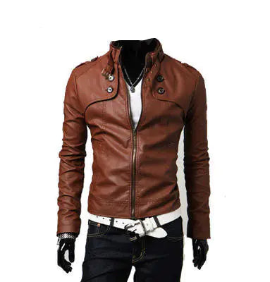 Men's Washed Motorcycle Leather Jacket