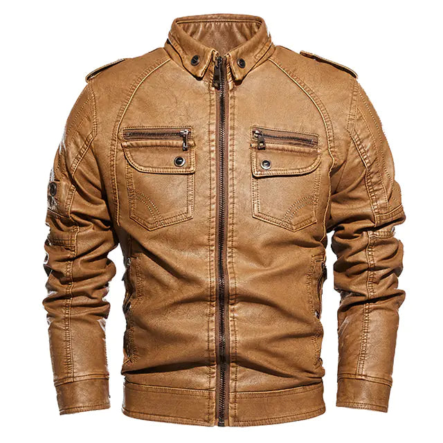 Men's Thick Winter PU Leather Motorcycle Jacket